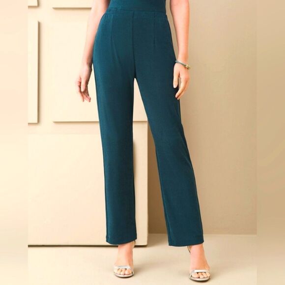 Chico's Travelers Elastic Waist Smooth No Tummy Twilight Garden Green Pants - Picture 1 of 9